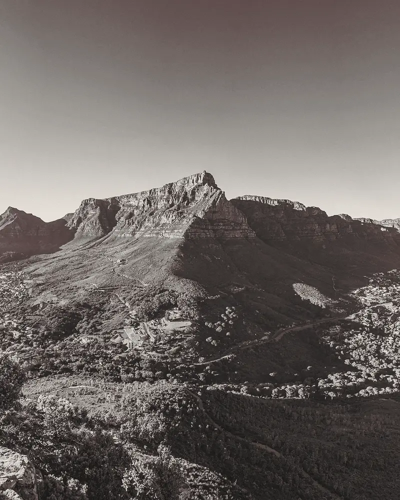 Table Mountain and Cape Town seen from a nearby peak.